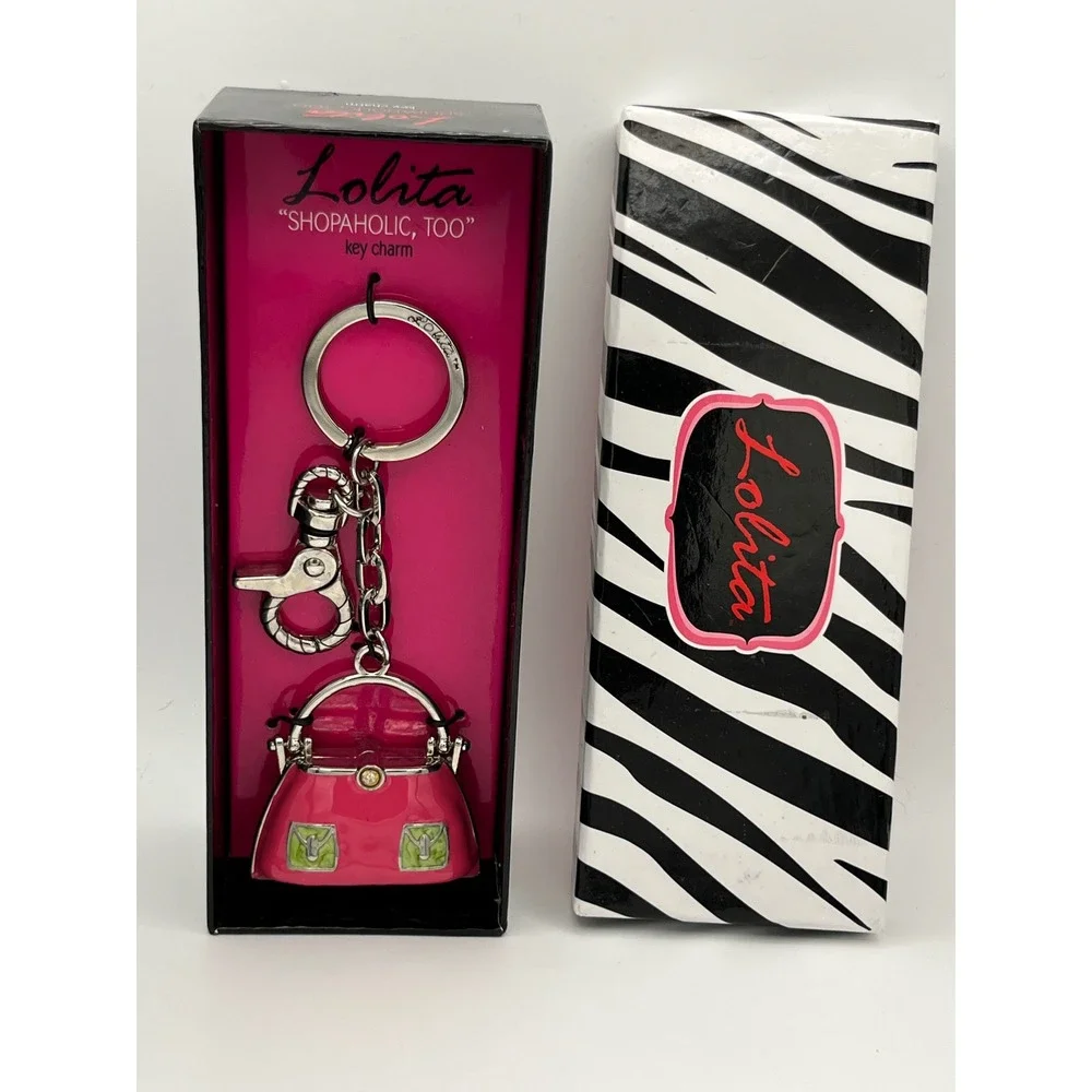 Lolita Shopaholic Too Key Charm Hot Pink Handbag Purse Keychain NIB